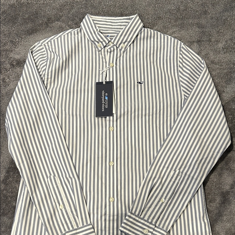 Vineyard Vines Boy’s Navy and White Striped Shirt